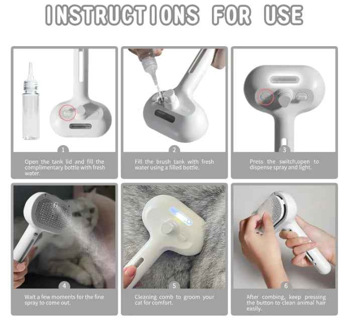 Cepillo de Spray para Pelo de Mascotas