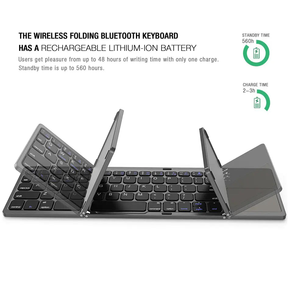 Mini Teclado Bluetooth Inalámbrico Plegable BO33 | Portátil, Compacto y Compatible con iOS, Android y PC